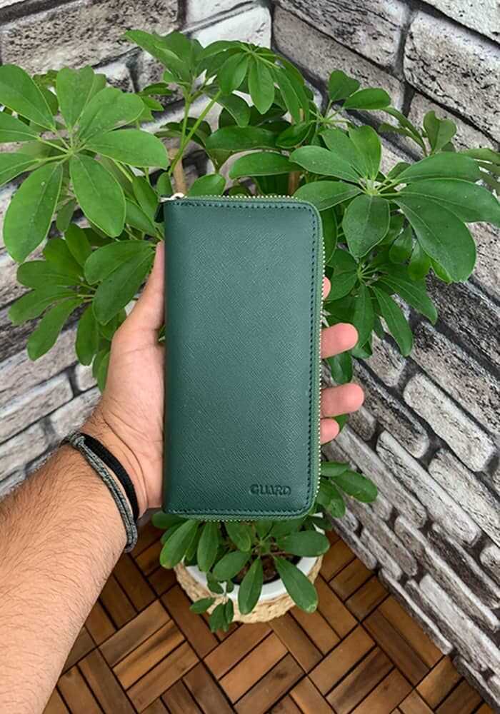 Guard Green Saffiano Zippered Portfolio Wallet 
Guard Green Saffiano Zippered Portfolio Wallet