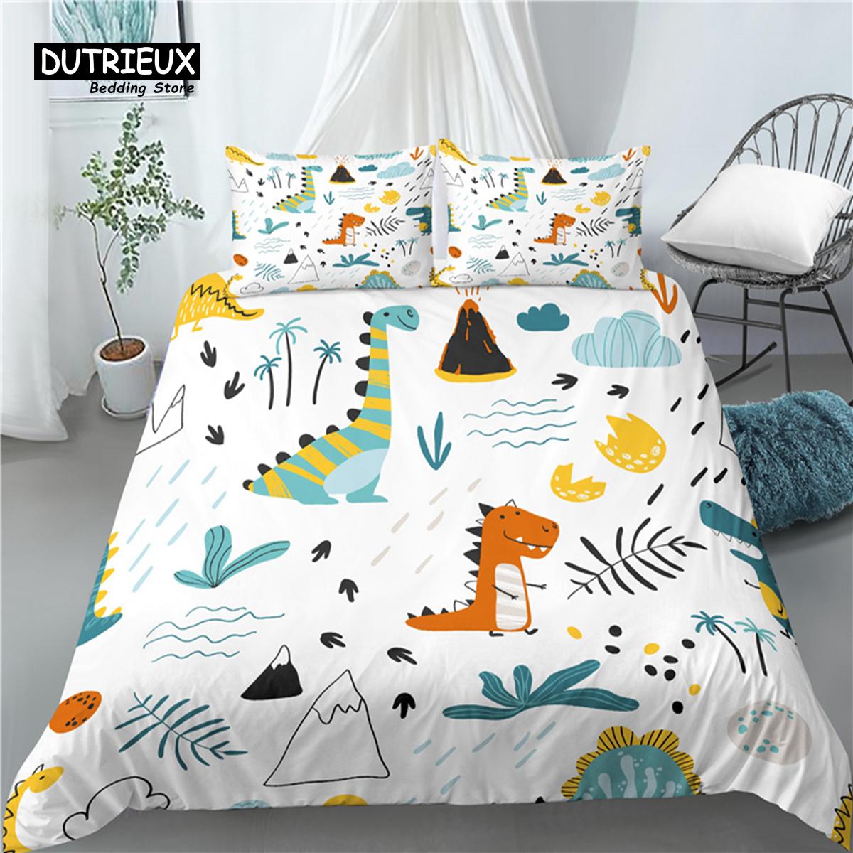 Мультяшный динозавр принт для дома и гостиной роскошь 3D 2/3 шт удобный пододеяльник наволочка постельное белье комплекты королевы и короля ЕС/США/Австралия размер EU single(135x200cm)