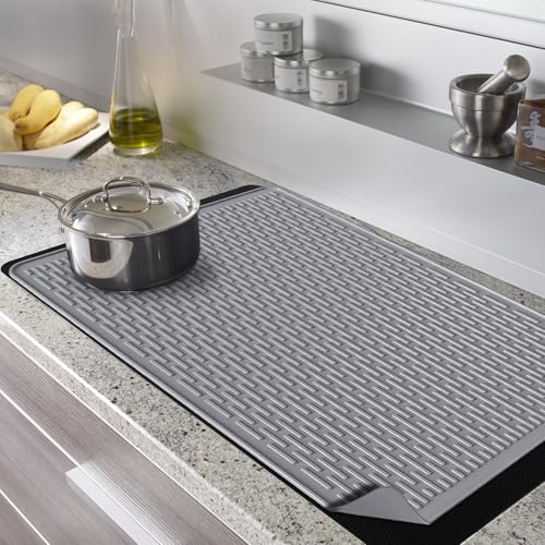 Large Dish Drying Mat - 28 x 20 Stove Top Protector for Electric Stove - Silicone Stove Mat for Glass Top Stove, Foldable, L&Strip світло-сірого кольору
Large Dish Drying Mat - 28 x 20 Stove Top Protector for Electric Stove - Silicone Stove Mat for Glass Top Stove, Foldable, L&Strip світло-сірого кольору