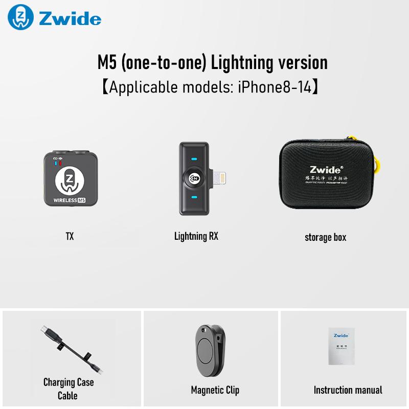 Zwide M5 small square wireless lavalier microphone for mobile live streaming, professional level outdoor vlog interviews, noise 1in1 for iOS
Zwide M5 small square wireless lavalier microphone for mobile live streaming, professional level outdoor vlog interviews, noise 1in1 for iOS
