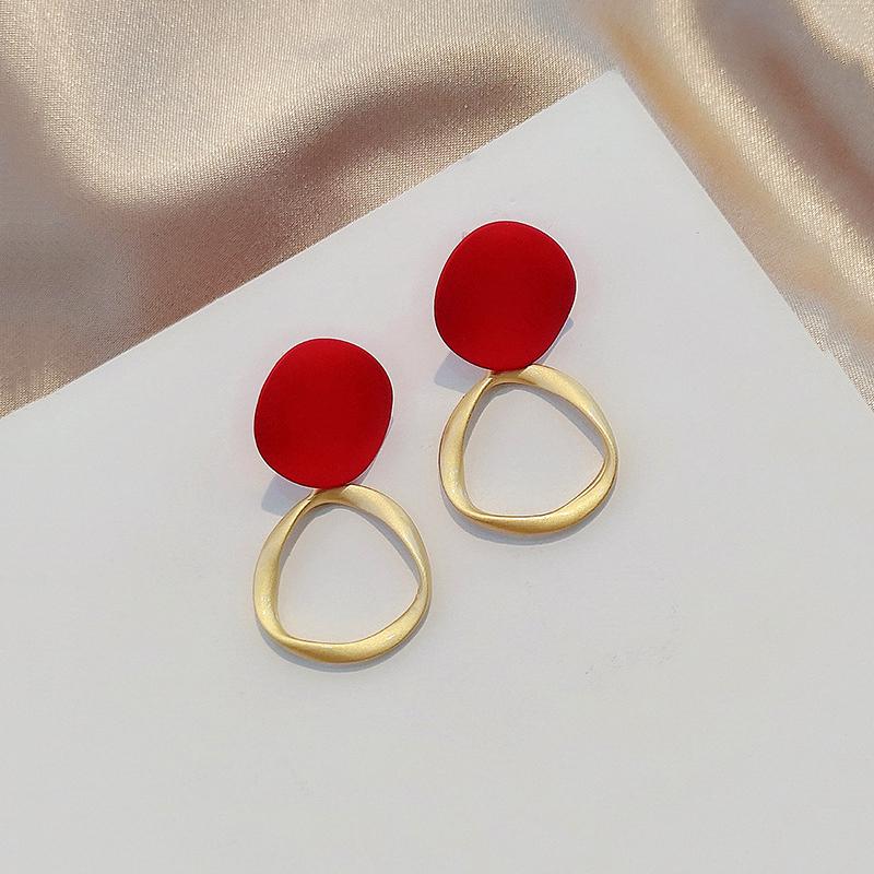 Korean Fashion Metal Circle Drop Earrings for Women Red Round Dangle Pendant Zircon Wedding Party Elegant Accessories
Korean Fashion Metal Circle Drop Earrings for Women Red Round Dangle Pendant Zircon Wedding Party Elegant Accessories