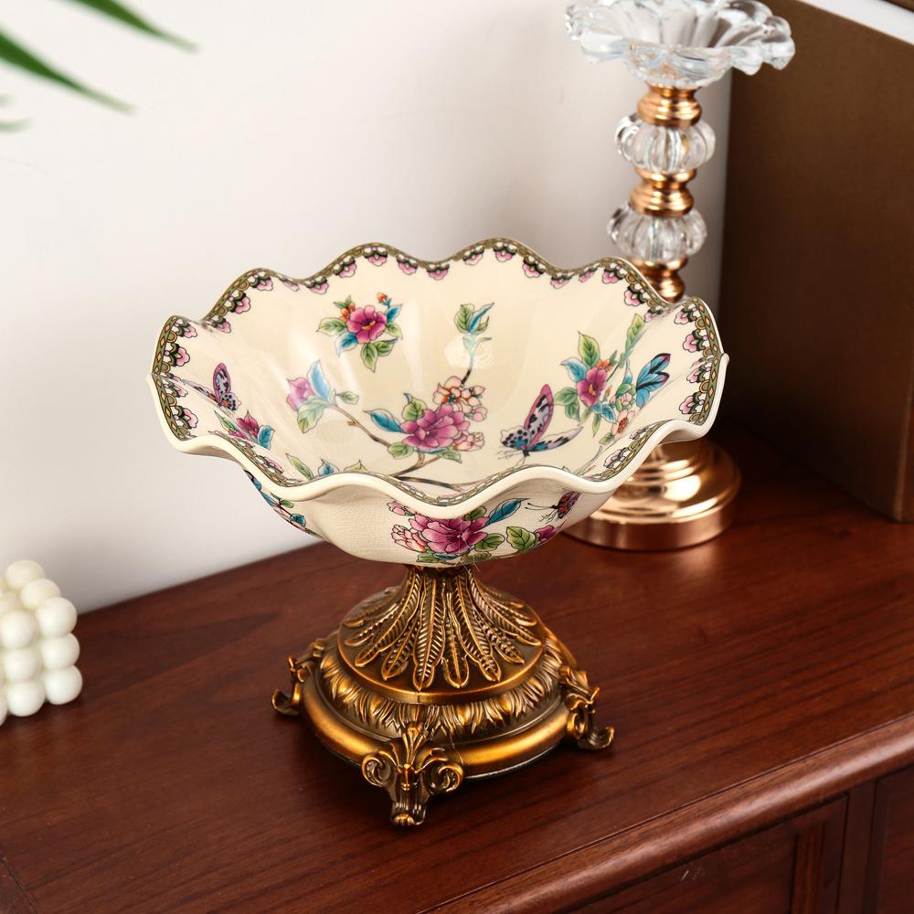 American Retro Ceramic Fruit Bowl Elegant High Foot Snack Tray with Metal Base Storage Tray Living Room Creative Home Decor
American Retro Ceramic Fruit Bowl Elegant High Foot Snack Tray with Metal Base Storage Tray Living Room Creative Home Decor