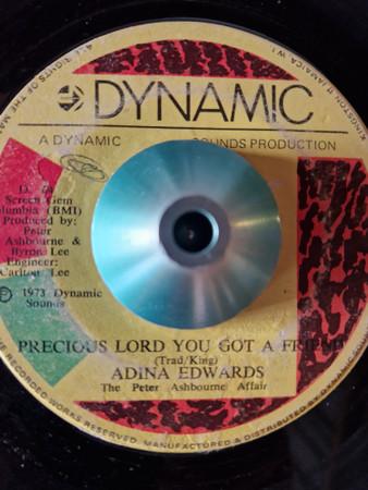 7inch Record ADINA EDWARDS Precious Lord You Got A Friend D64 Dynamic Sounds 1973 Jamaica Reggae Ska Dub Used
7inch Record ADINA EDWARDS Precious Lord You Got A Friend D64 Dynamic Sounds 1973 Jamaica Reggae Ska Dub Used