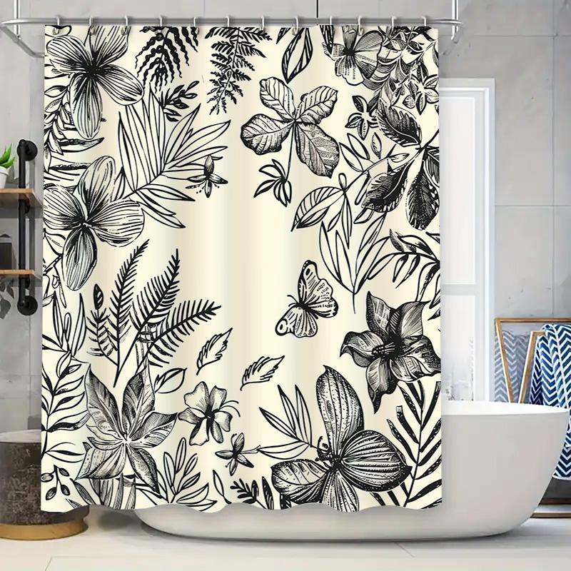 Black White Floral Shower Curtain Set with Beautiful Print Bathroom Decor, Bath Mat Tassel Rod Holder included (60 x 72 inches) 90x180cm
Black White Floral Shower Curtain Set with Beautiful Print Bathroom Decor, Bath Mat Tassel Rod Holder included (60 x 72 inches) 90x180cm
