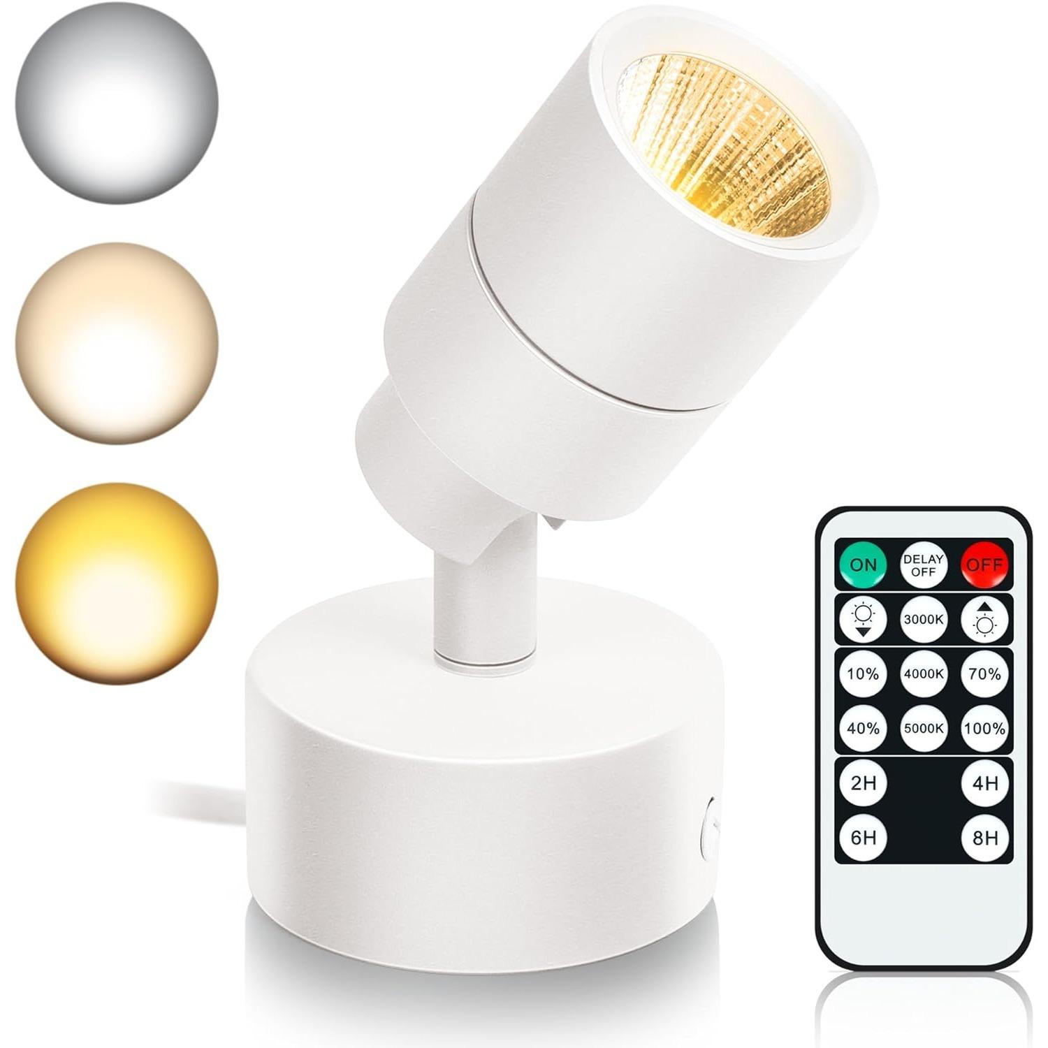 LED Spot Lights Indoor, 5W Uplighting with Remote Control Dimmable & Timer, Uplights Indoor Floor Spotlights with 3 CCT, Accent Lighting Stick on Wall
LED Spot Lights Indoor, 5W Uplighting with Remote Control Dimmable & Timer, Uplights Indoor Floor Spotlights with 3 CCT, Accent Lighting Stick on Wall