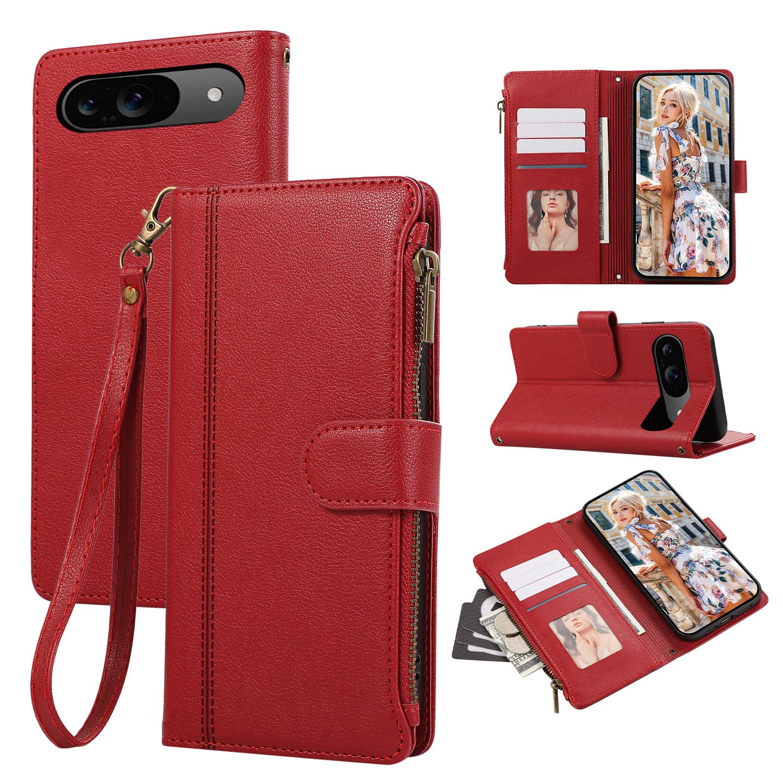 For Google Pixel 9/Pixel 9 Pro Case Multi Card Slots Zipper Leather Phone Cover with Wrist Strap Red
For Google Pixel 9/Pixel 9 Pro Case Multi Card Slots Zipper Leather Phone Cover with Wrist Strap Red