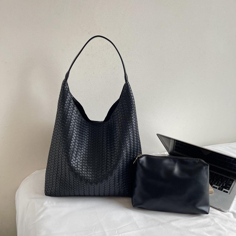 Винтажная сумка через плечо, повседневная мягкая кожаная сумка под мышкой и популярная плетеная сумка для通勤