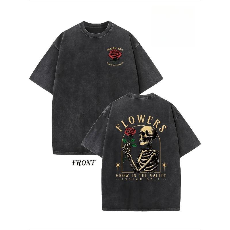European sizes Vintage Rose Skeleton Print Men s Washed Short Sleeve T - Shirt for Daily Gatherings 5XL чорний
European sizes Vintage Rose Skeleton Print Men s Washed Short Sleeve T - Shirt for Daily Gatherings 5XL чорний