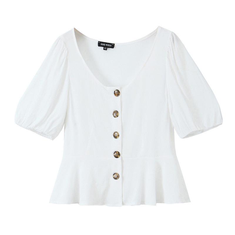 European & American Style Women s White V-Neck Buttoned Short Sleeve Bubble Top - Summer Fashion Extra Small
European & American Style Women s White V-Neck Buttoned Short Sleeve Bubble Top - Summer Fashion Extra Small
