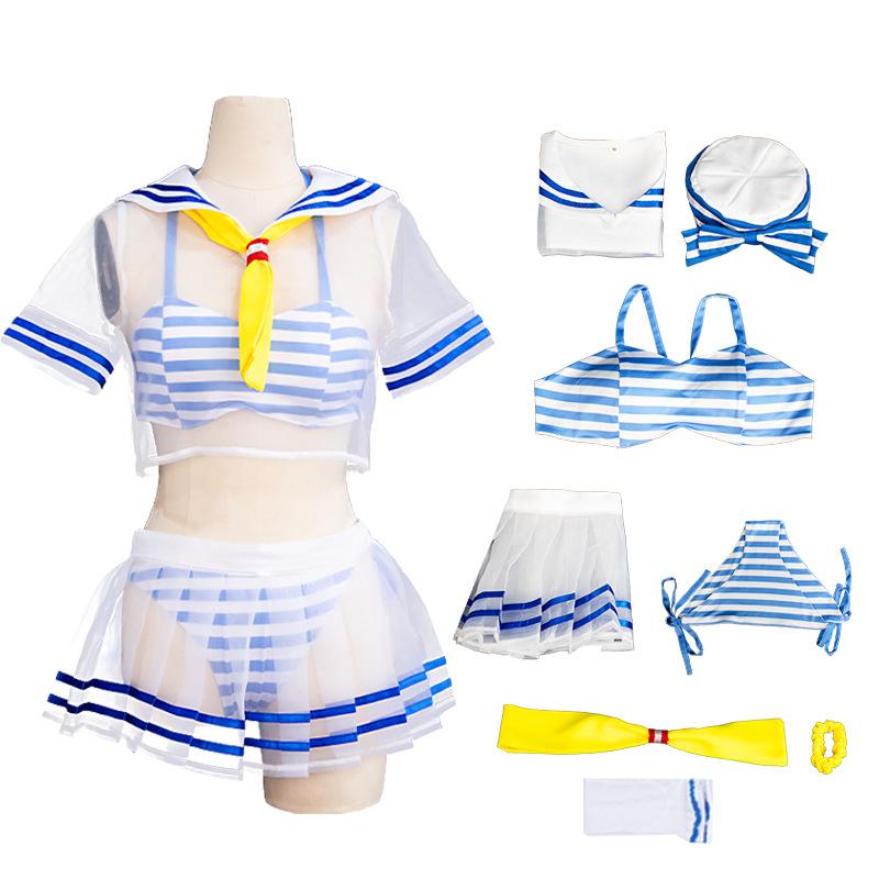 Re:Zero Rem Cosplay Sailor Swimsuit, Cute Blue White Summer Bikini Set with Sheer Top & Hat for Anime Cosplay XS синий
Re:Zero Rem Cosplay Sailor Swimsuit, Cute Blue White Summer Bikini Set with Sheer Top & Hat for Anime Cosplay XS синий
