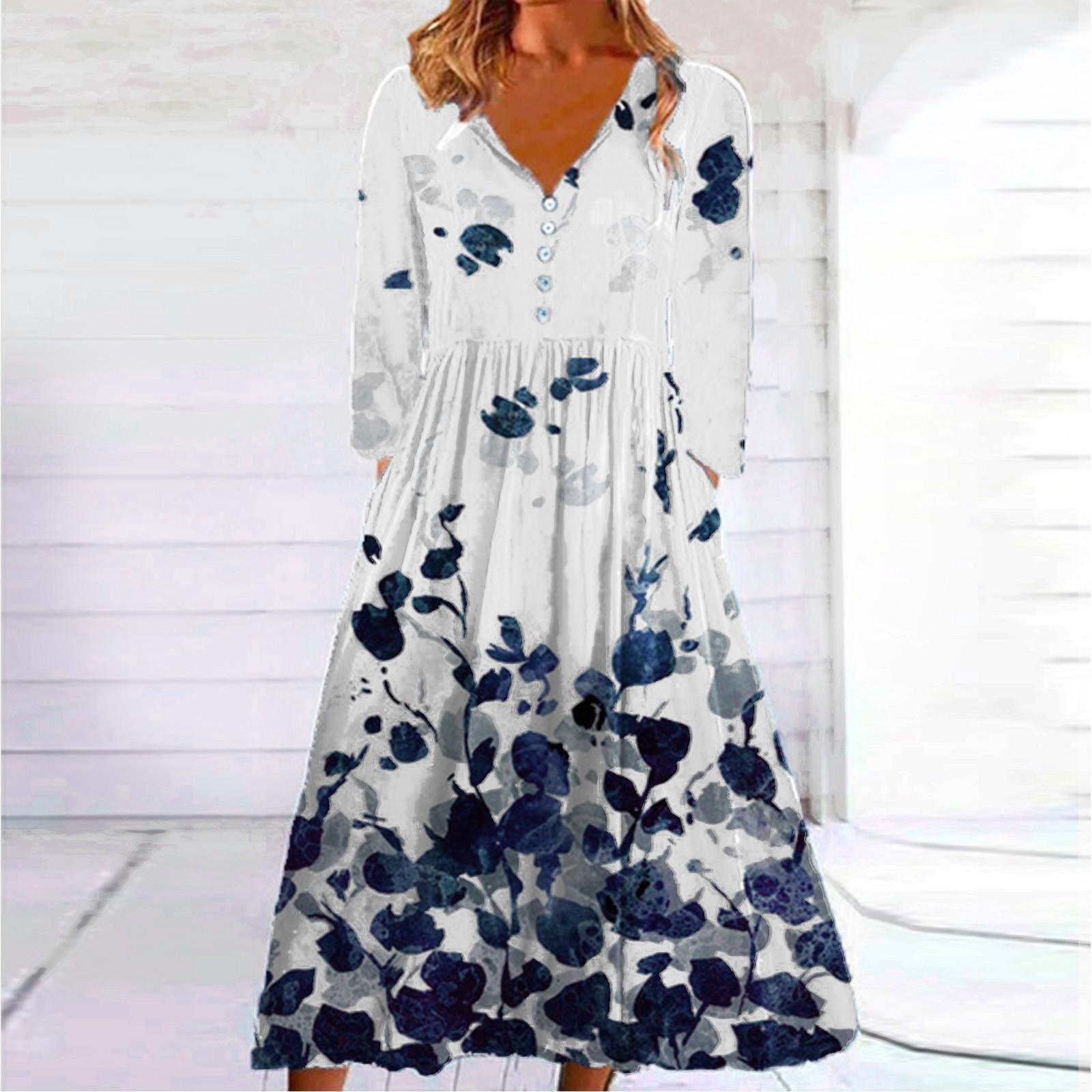 Ladies Casual Fashion Printed V Neck Button Long Sleeve Dress With Pockets XXXL білий
Ladies Casual Fashion Printed V Neck Button Long Sleeve Dress With Pockets XXXL білий