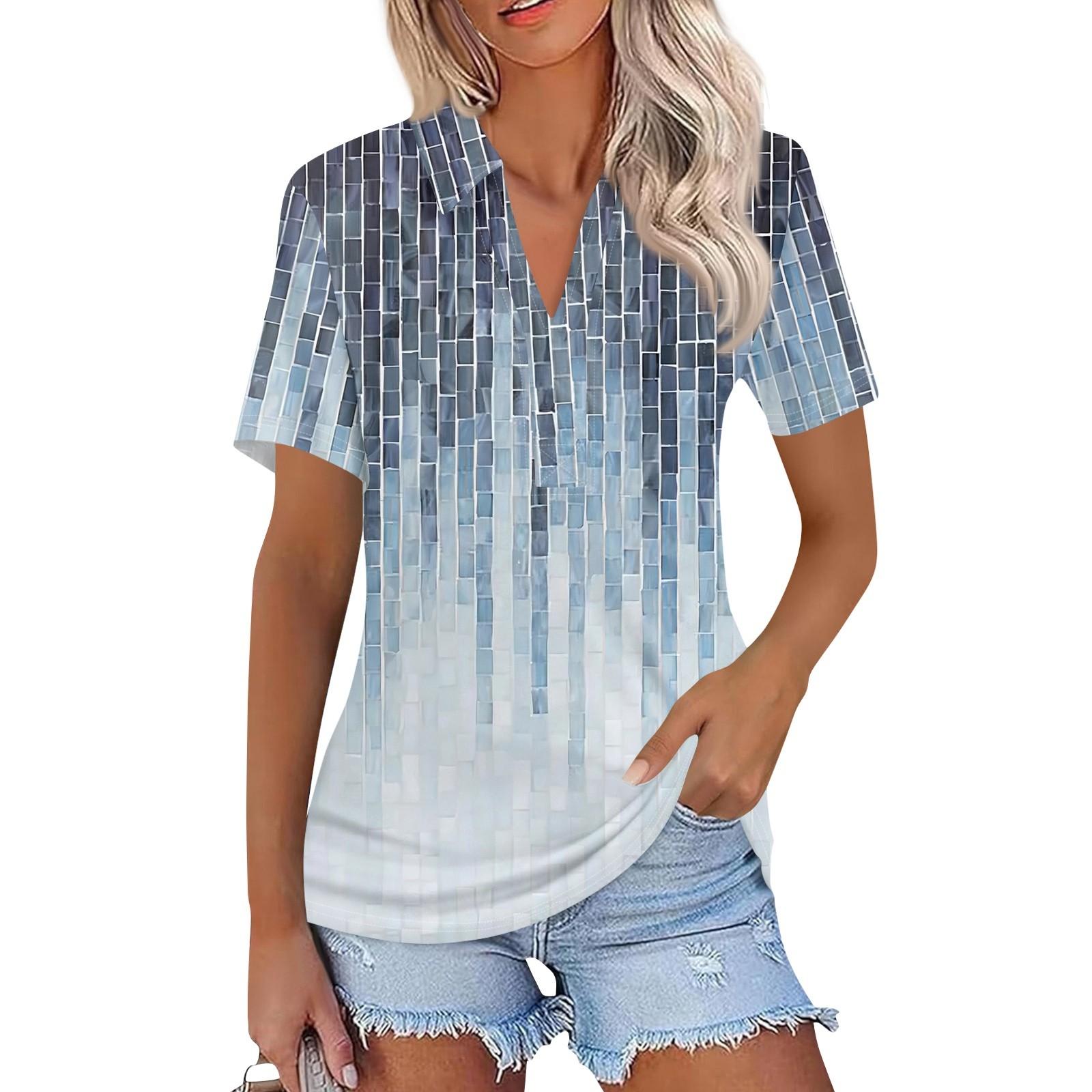 Женская мода повседневная рубашка с коротким рукавом и лацканами, женские топы с V-образным вырезом L
Женская мода повседневная рубашка с коротким рукавом и лацканами, женские топы с V-образным вырезом L