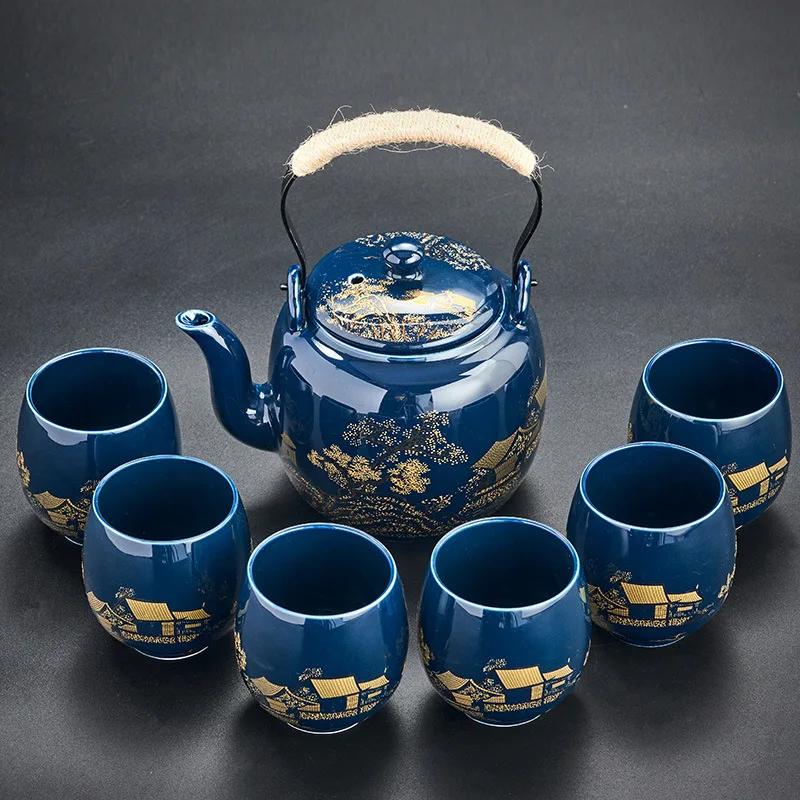 Black Glazed Large-capacity Tea Set Ceramic Handle Teapot 1 Teapot with 6 Cups
Black Glazed Large-capacity Tea Set Ceramic Handle Teapot 1 Teapot with 6 Cups