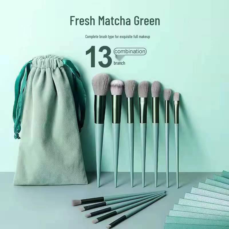 13-Piece Green Makeup Brush Set for All Seasons: Soft Bristles for Blush, Eyeshadow, Concealer, Foundation, Powder, and Highlight
13-Piece Green Makeup Brush Set for All Seasons: Soft Bristles for Blush, Eyeshadow, Concealer, Foundation, Powder, and Highlight