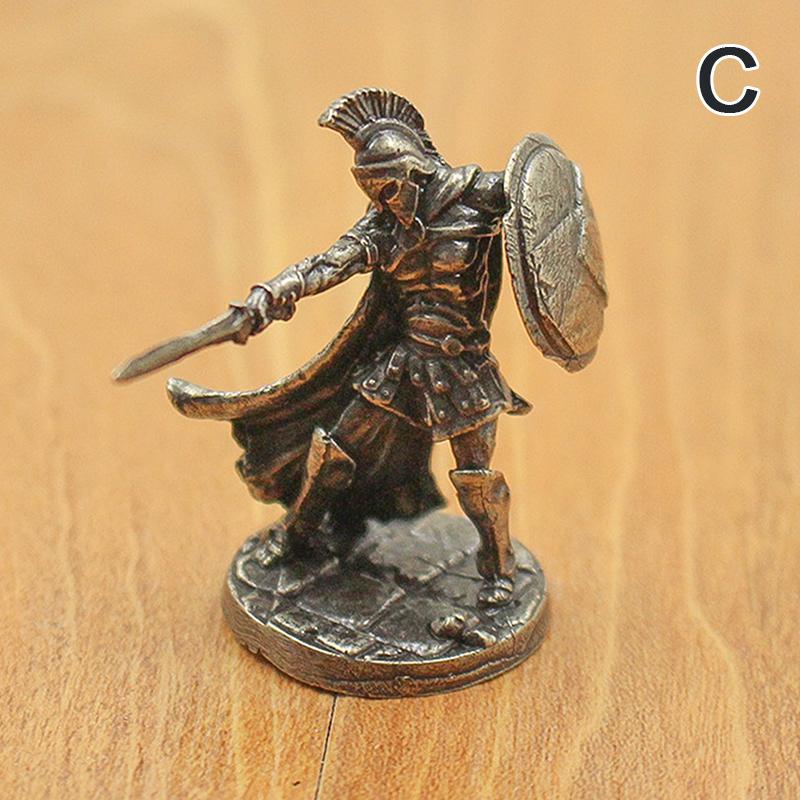 Древняя Белая Латунь Спартанский Рим Рыцарь Фигурки Миниатюры Винтажные Солдатики Модель Статуэтка Настольное Украшение Подарок