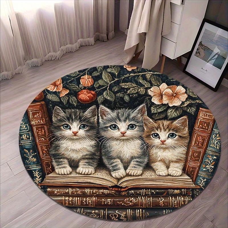 Cat and Book Style Flannel-printed round floor mats are slip-resistant Suitable for living room bedroom terrace garden carpets 60cm x 60cm
Cat and Book Style Flannel-printed round floor mats are slip-resistant Suitable for living room bedroom terrace garden carpets 60cm x 60cm