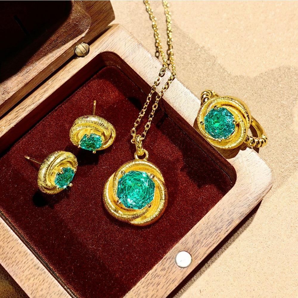 Vintage Brushed Octagon Rose Cut Paraiba Necklace Pendant Earrings Colorful Rose Ring Women Jewelry Set
Vintage Brushed Octagon Rose Cut Paraiba Necklace Pendant Earrings Colorful Rose Ring Women Jewelry Set