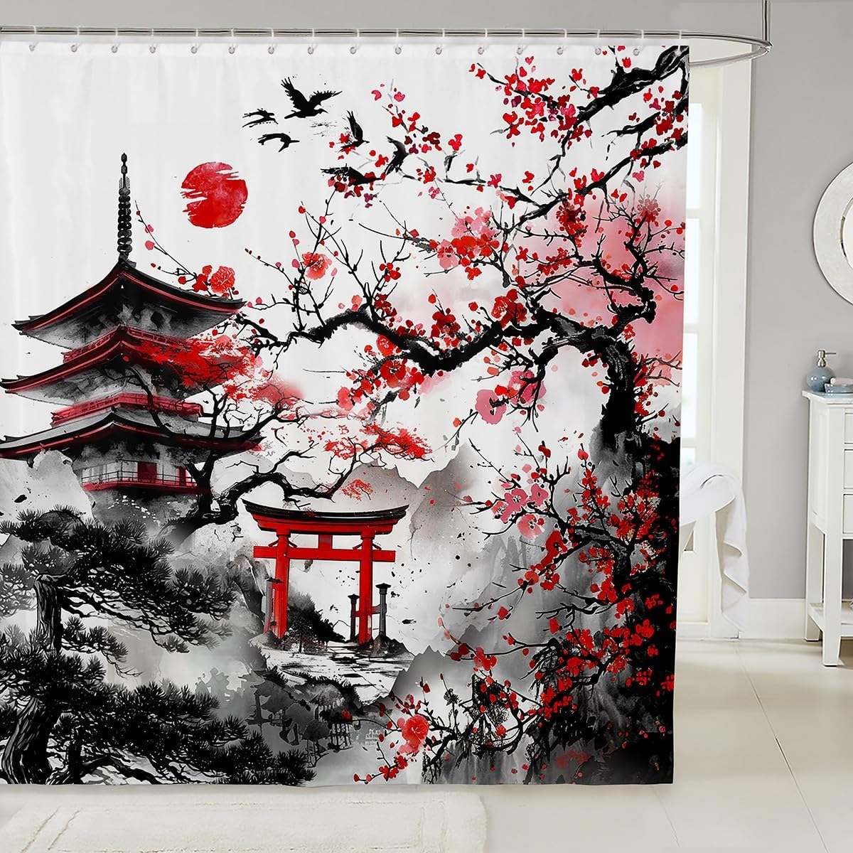 Japanese-Style Shower Curtain For Bathroom Decor Kids Cherry Blossoms Building Bath Curtain For Boys Girls Sunset Fuji Mountain W60H190(CM)-1 Pcs
Japanese-Style Shower Curtain For Bathroom Decor Kids Cherry Blossoms Building Bath Curtain For Boys Girls Sunset Fuji Mountain W60H190(CM)-1 Pcs