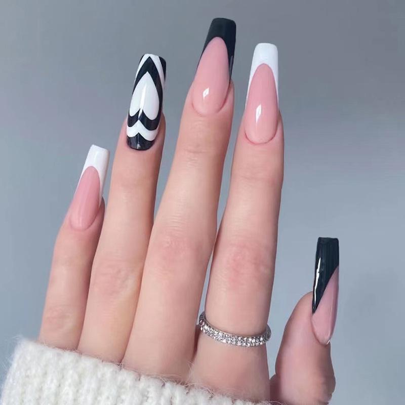 Fake Nail Peach Heart Nail Panel Nail Patch Wearing Nail Black and White Color Matching Love French Nail Panel Nail Patch
Fake Nail Peach Heart Nail Panel Nail Patch Wearing Nail Black and White Color Matching Love French Nail Panel Nail Patch