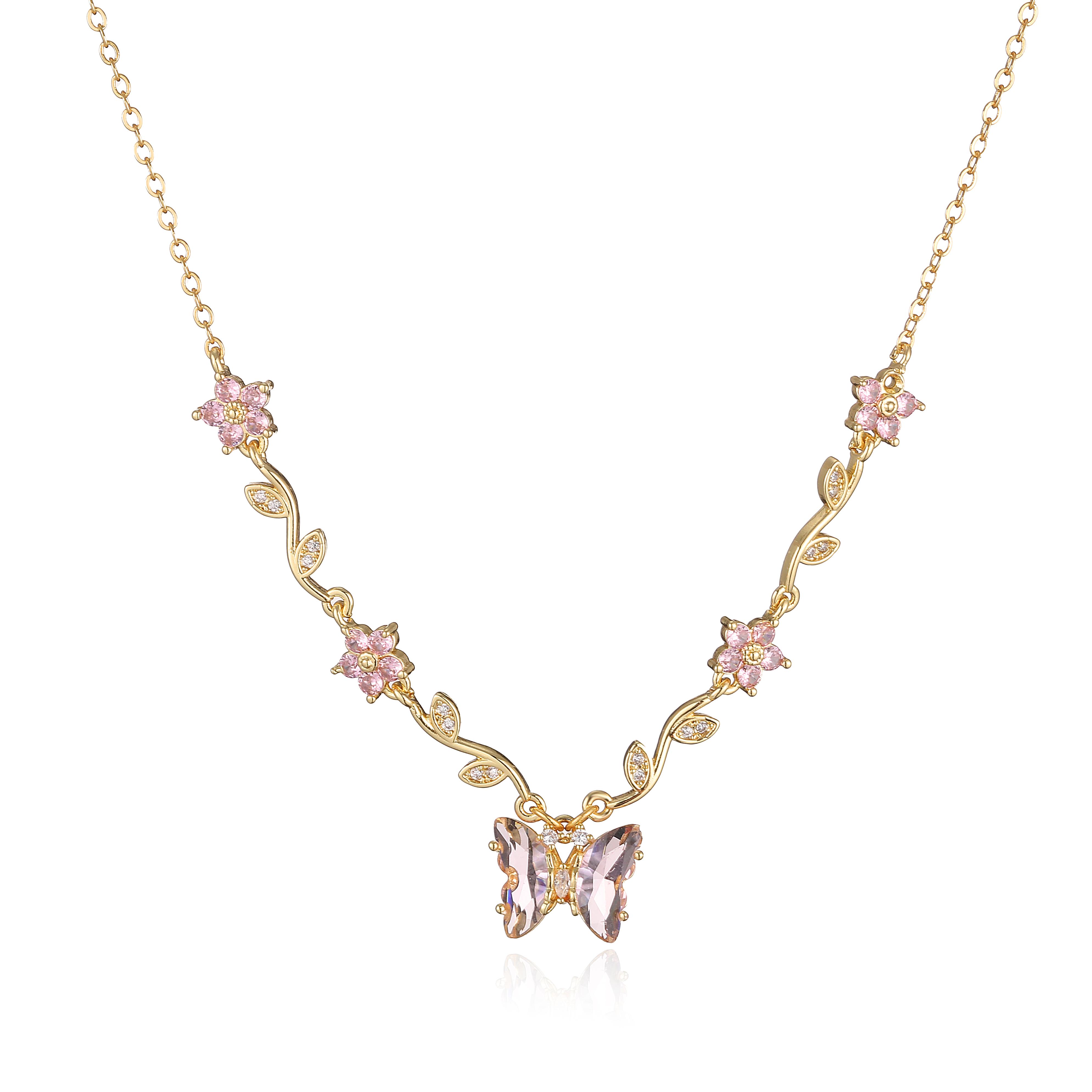 Translucent Zircon Vine-Patterned Butterfly Flower Charm Necklace: Exquisite and Sweet French-Style Jewellery for Women розовый
Translucent Zircon Vine-Patterned Butterfly Flower Charm Necklace: Exquisite and Sweet French-Style Jewellery for Women розовый