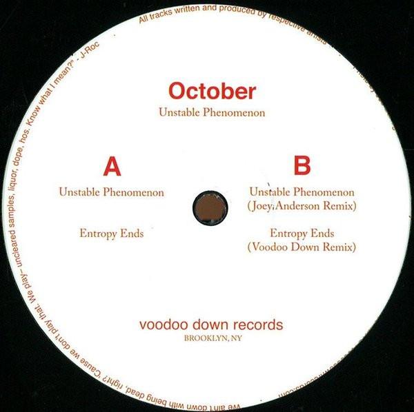 12inch Record OCTOBER - Unstable Phenomenon VDR003 Voodoo Down Rec 2013 US Dance & Electronica Used
12inch Record OCTOBER - Unstable Phenomenon VDR003 Voodoo Down Rec 2013 US Dance & Electronica Used