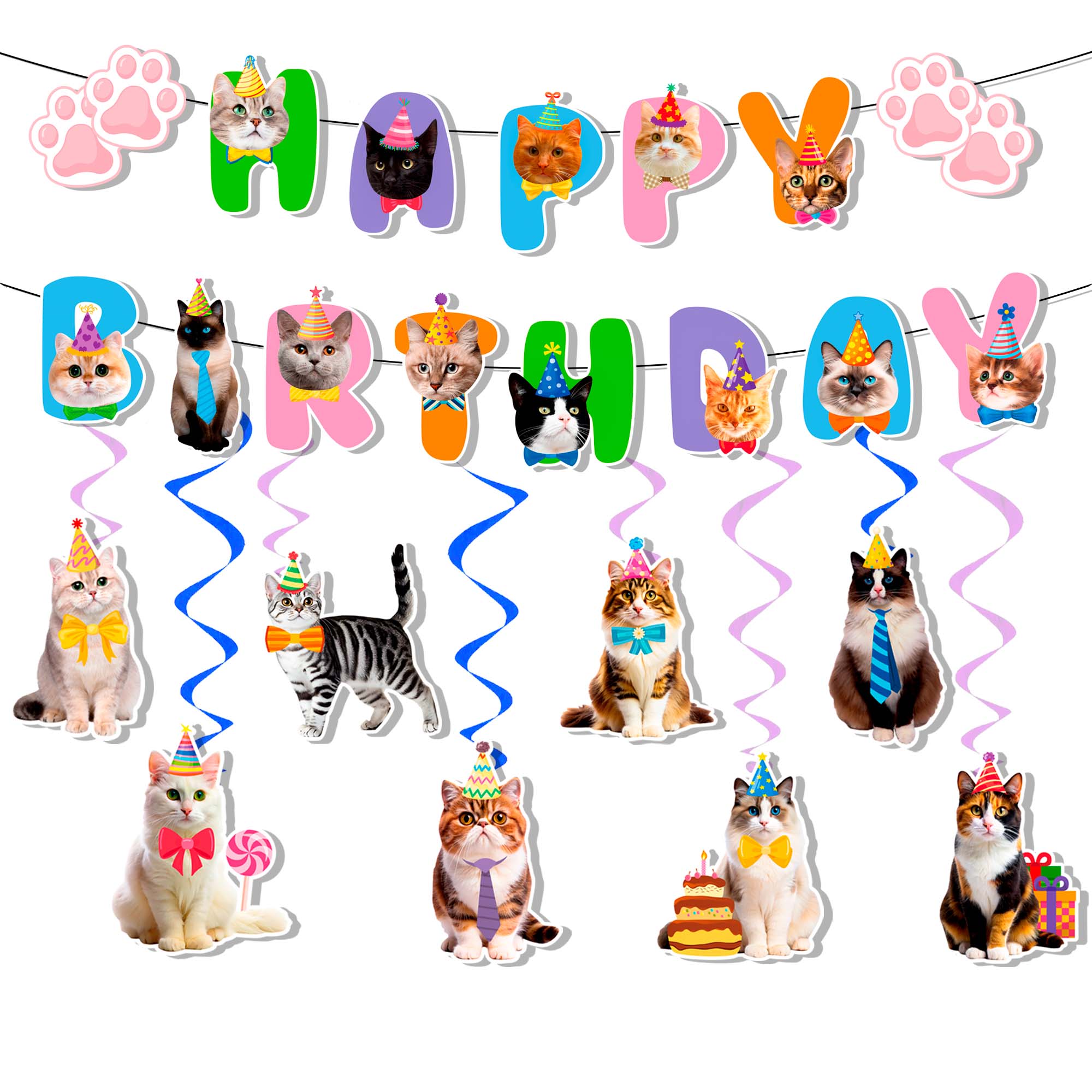 Cat Party Decoration Banner Swirl, 9 Pieces Cat Hanging Swirl Decorations, Cat Birthday Banner Cat Party Hanging Swirl рожевий
Cat Party Decoration Banner Swirl, 9 Pieces Cat Hanging Swirl Decorations, Cat Birthday Banner Cat Party Hanging Swirl рожевий