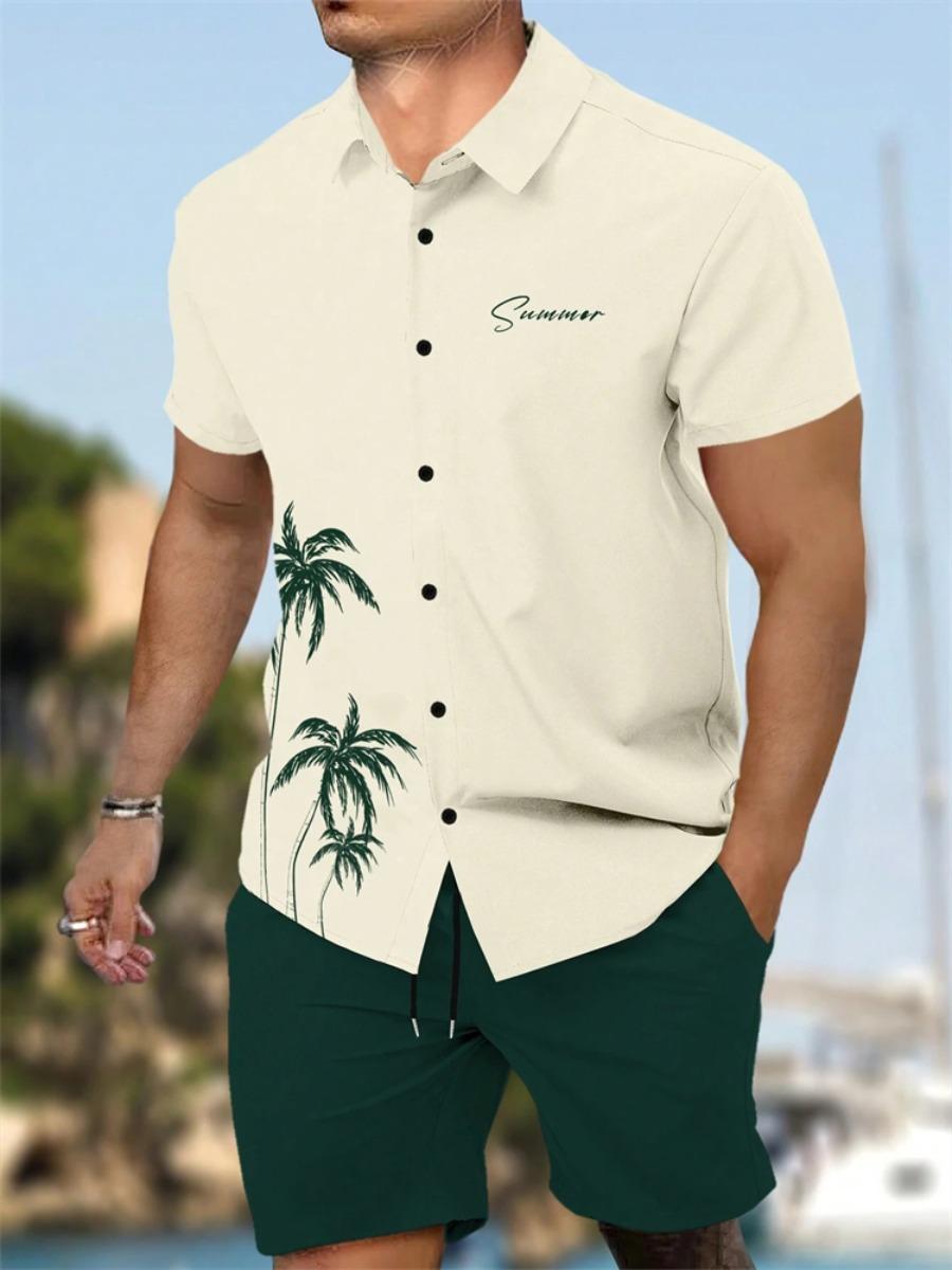 Summer New Men s Short Sleeve Shirt and Shorts 2 Piece Set Fashion Coconut Tree Print Lapel Shirt Beach Drawstring Shorts Set S
Summer New Men s Short Sleeve Shirt and Shorts 2 Piece Set Fashion Coconut Tree Print Lapel Shirt Beach Drawstring Shorts Set S
