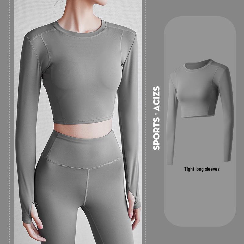 Весенне-осенний спортивный топ с длинным рукавом и облегающего кроя для йоги S серый
Весенне-осенний спортивный топ с длинным рукавом и облегающего кроя для йоги S серый