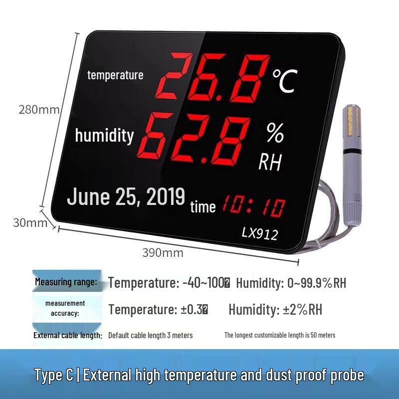 Industrial High Precision Temperature and Humidity Monitor with Time Display
Industrial High Precision Temperature and Humidity Monitor with Time Display