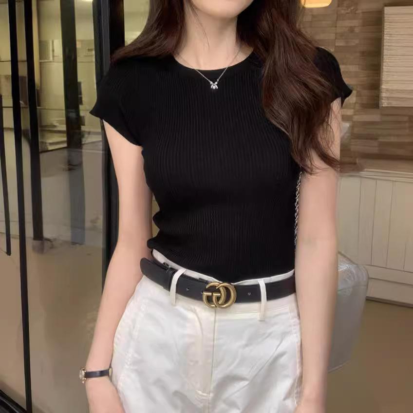 Простая и универсальная футболка с коротким рукавом Женский топ Однотонный Круглый вырез Приталенный силуэт Прилегающий Эластичный Свитер-топ для женщин One size
Простая и универсальная футболка с коротким рукавом Женский топ Однотонный Круглый вырез Приталенный силуэт Прилегающий Эластичный Свитер-топ для женщин One size