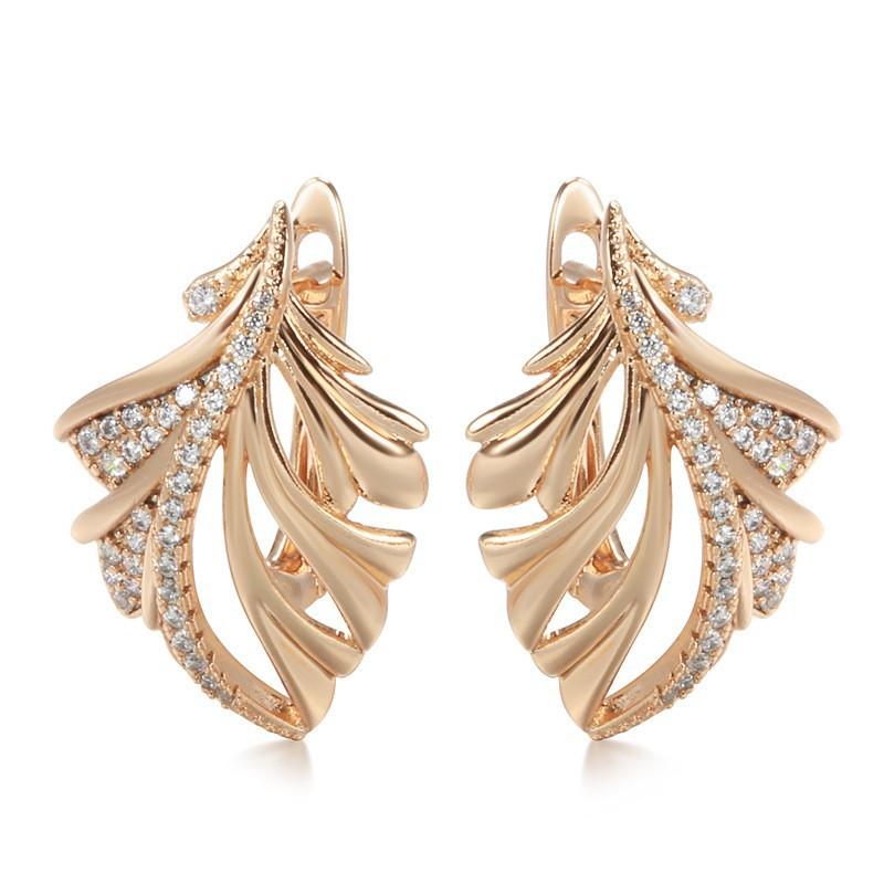 Rose gold earrings, ear buckles, fashionable autumn leaf micro-zircon women s earrings, accessories
Rose gold earrings, ear buckles, fashionable autumn leaf micro-zircon women s earrings, accessories