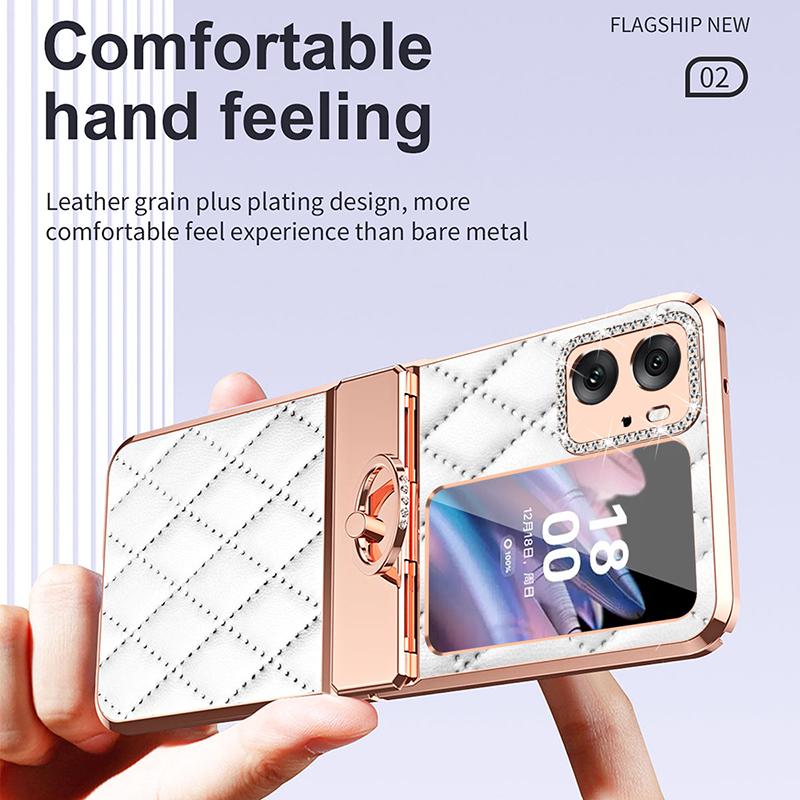 For Oppo Find N2 Flip 5G Rhinestone Folding Phone Case Ring Kickstand Electroplating Imprinted Leather Coated PC Cover Black
For Oppo Find N2 Flip 5G Rhinestone Folding Phone Case Ring Kickstand Electroplating Imprinted Leather Coated PC Cover Black