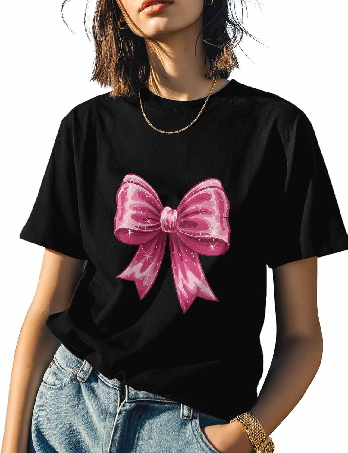 T Shirts for Women Graphic Tees Bow Crew Neck Short Sleeve Shirts for Women Pink Glitter Casual T-Shirt 5XL різнокольоровий
T Shirts for Women Graphic Tees Bow Crew Neck Short Sleeve Shirts for Women Pink Glitter Casual T-Shirt 5XL різнокольоровий