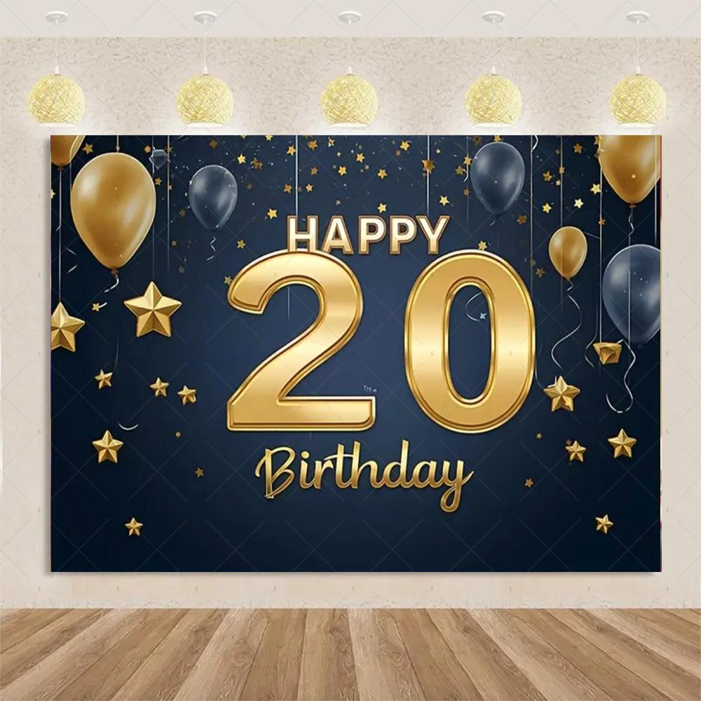 Black Gold Balloons 20 Years Old Backdrop Supplies Adult 20th Birthday Party Decorations Glitter Background Photography Props 120X90CM
Black Gold Balloons 20 Years Old Backdrop Supplies Adult 20th Birthday Party Decorations Glitter Background Photography Props 120X90CM