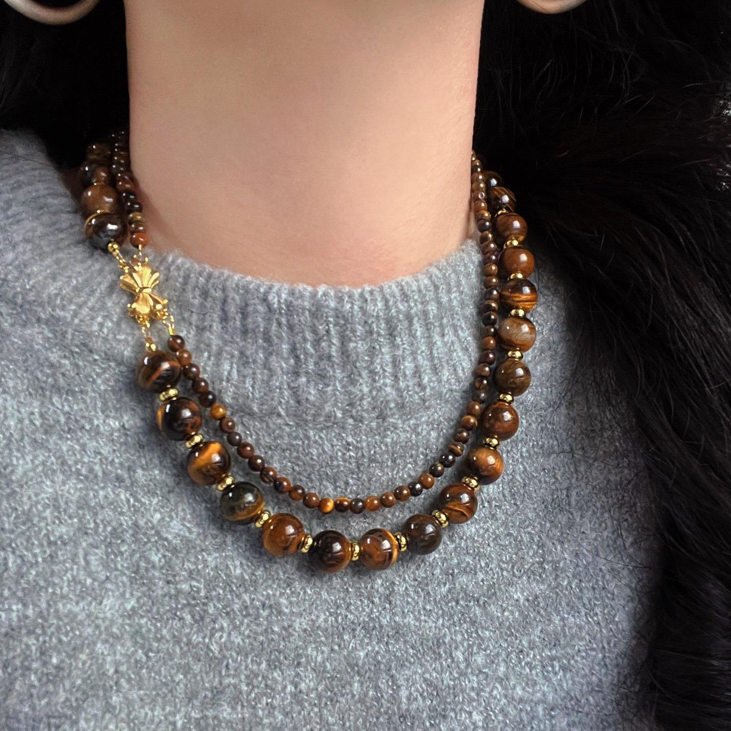 French Natural Boutique Tiger S Eye Stone Design Double-Layer Necklace Collarbone Chain Female
French Natural Boutique Tiger S Eye Stone Design Double-Layer Necklace Collarbone Chain Female
