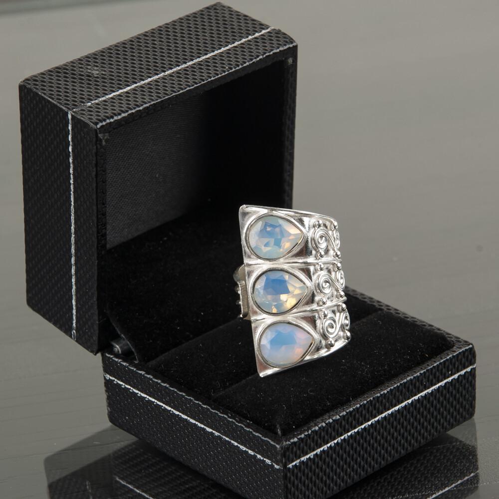 Молочный Опал Драгоценный Камень 925 Пробы Серебро Этнические Украшения Ручной Работы Круглое Кольцо Для Подарка RR-20-16 13