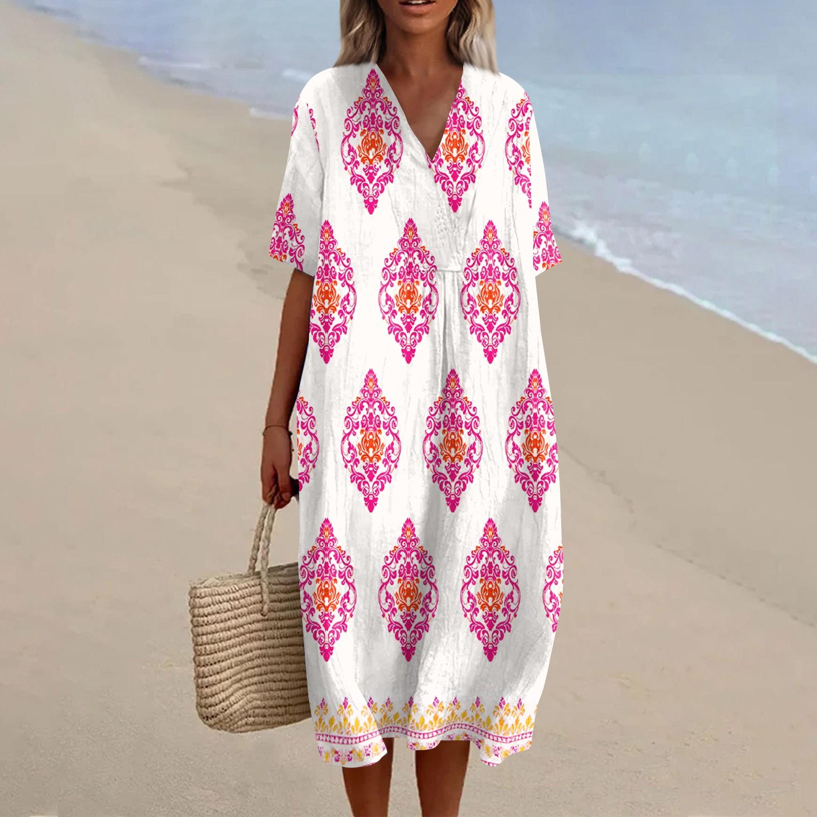 Жіноча вільна повсякденна мода V-подібним вирізом друкована сукня пляжна спідниця XL рожевий
Жіноча вільна повсякденна мода V-подібним вирізом друкована сукня пляжна спідниця XL рожевий