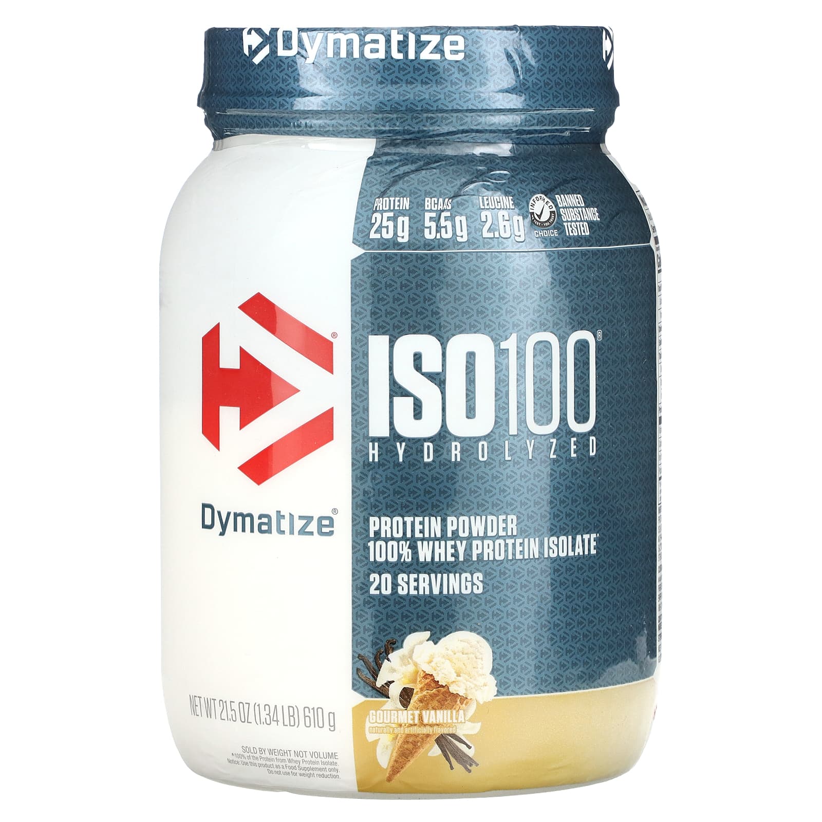 Dymatize, ISO100, hydrolyzed, 100% whey protein isolate, gourmet vanilla, 610g (1.34lb)
Dymatize, ISO100, hydrolyzed, 100% whey protein isolate, gourmet vanilla, 610g (1.34lb)