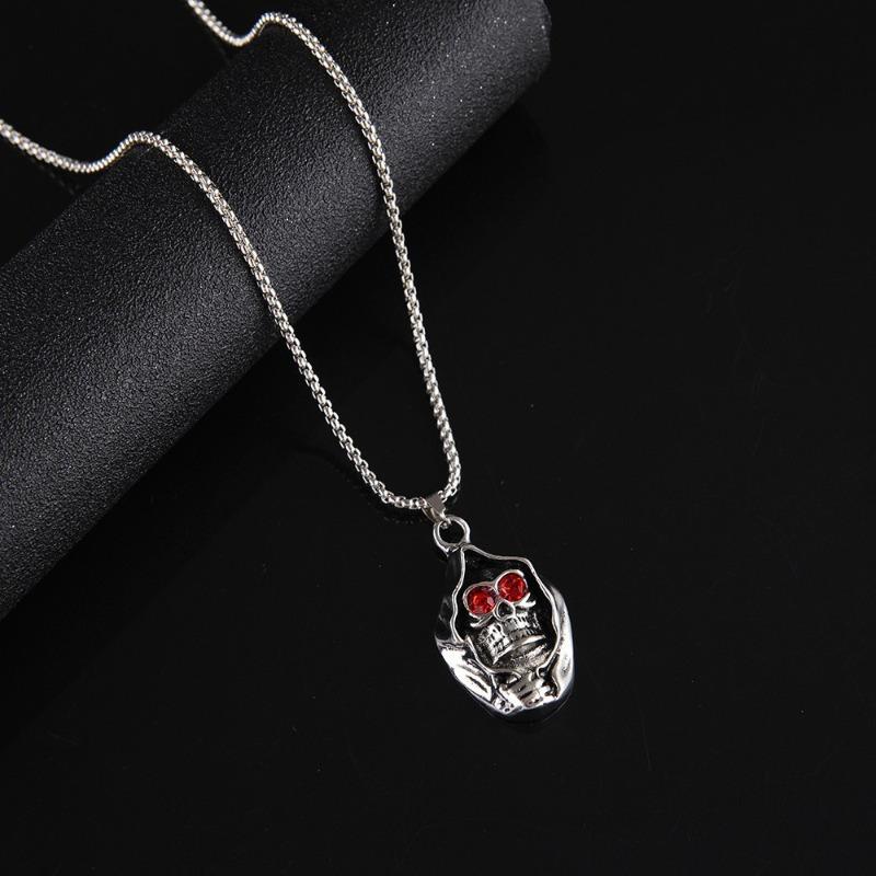 Ожерелье с бриллиантовым черепом Высококлассная темная хип-хоп мужская титановая стальная цепочка Универсальная цепочка для свитера