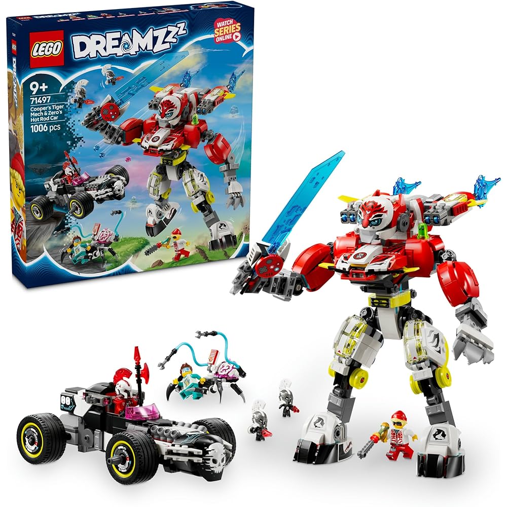 LEGO Dreams Cooper s Tiger Mech and Zero s Hot Rod Car Toy Building Set for Kids Ages 9-11
LEGO Dreams Cooper s Tiger Mech and Zero s Hot Rod Car Toy Building Set for Kids Ages 9-11