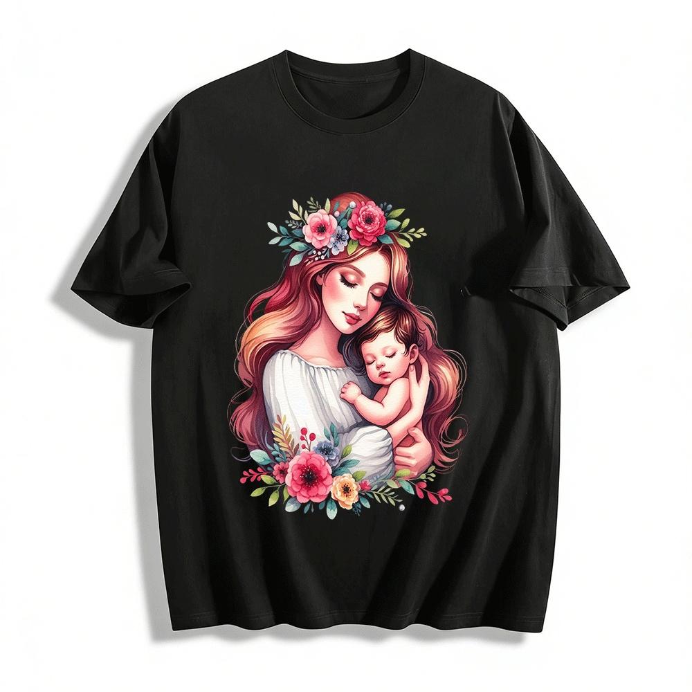 Watercolor Mother And Baby Print Casual Soft Cotton T-Shirt Pure cotton T-shirt XXS
Watercolor Mother And Baby Print Casual Soft Cotton T-Shirt Pure cotton T-shirt XXS