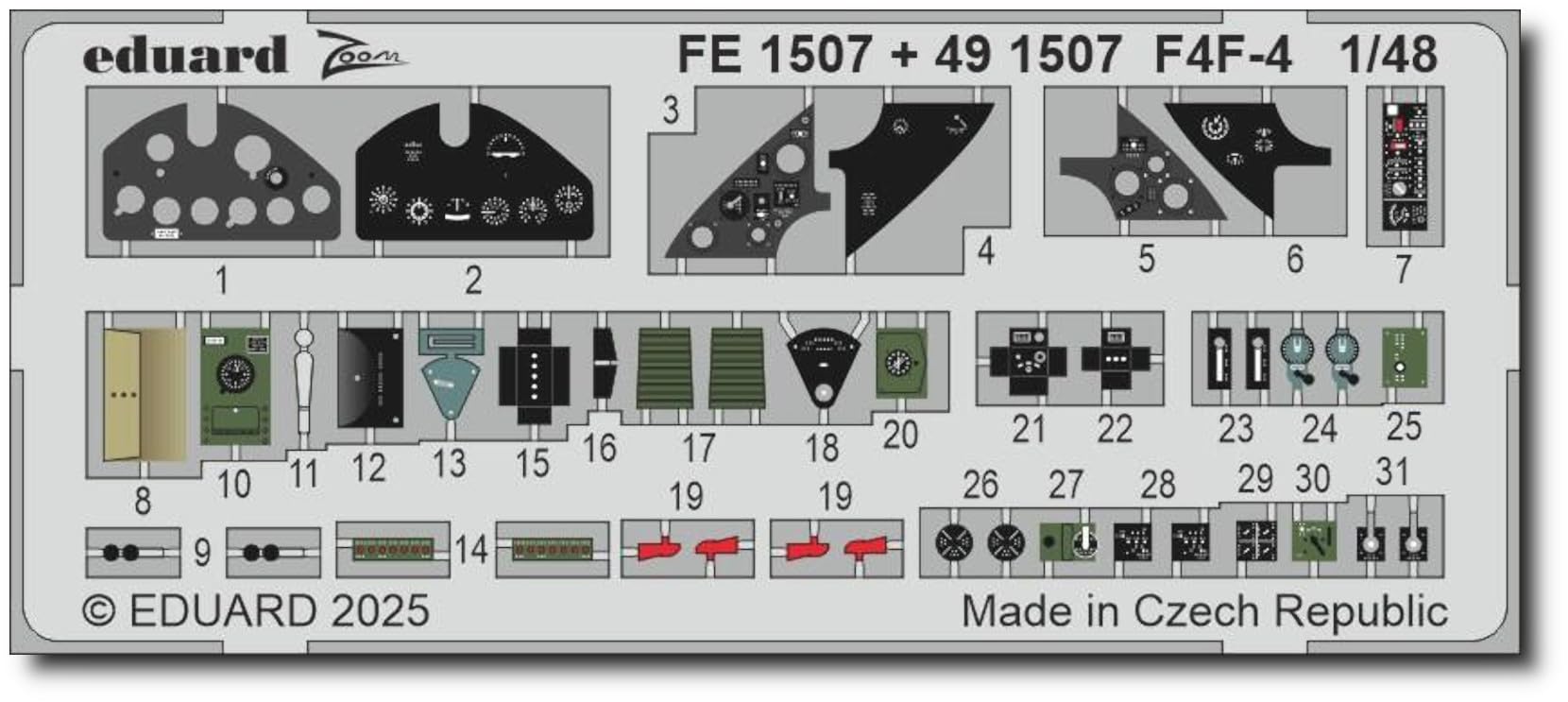 Eduard 1/48 Zoom Series F4F-4 Etching Parts (for Academy Model Kits) Plastic Model Kit Parts EDUFE1507 (Airplane)
Eduard 1/48 Zoom Series F4F-4 Etching Parts (for Academy Model Kits) Plastic Model Kit Parts EDUFE1507 (Airplane)