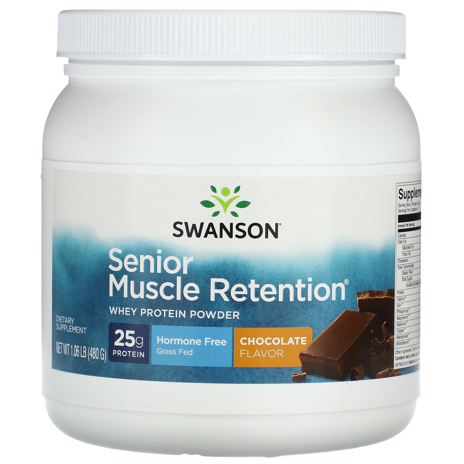 Swanson, Senior Muscle Retention Whey Protein Powder, Chocolate Flavor, 1.06 lb (480 g)
Swanson, Senior Muscle Retention Whey Protein Powder, Chocolate Flavor, 1.06 lb (480 g)