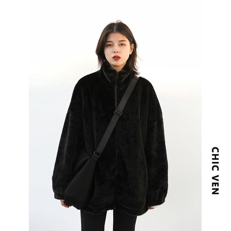 Winter new loose stand-up collar solid color thin coat medium and long plush top women S
Winter new loose stand-up collar solid color thin coat medium and long plush top women S