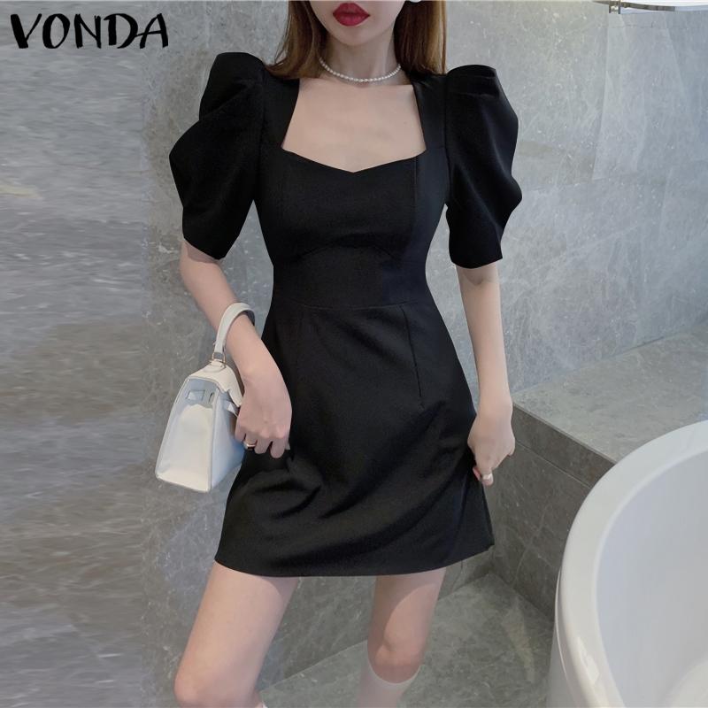 VONDA тонкое женское летнее сплошное мини-платье с квадратным воротником и короткими пышными рукавами
VONDA тонкое женское летнее сплошное мини-платье с квадратным воротником и короткими пышными рукавами