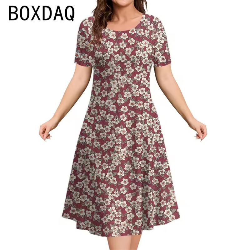 Vintage Flower Women s Summer DressO-neck Short Sleeved Casual Loose A-Line Dress Female Elegant Dress S
Vintage Flower Women s Summer DressO-neck Short Sleeved Casual Loose A-Line Dress Female Elegant Dress S