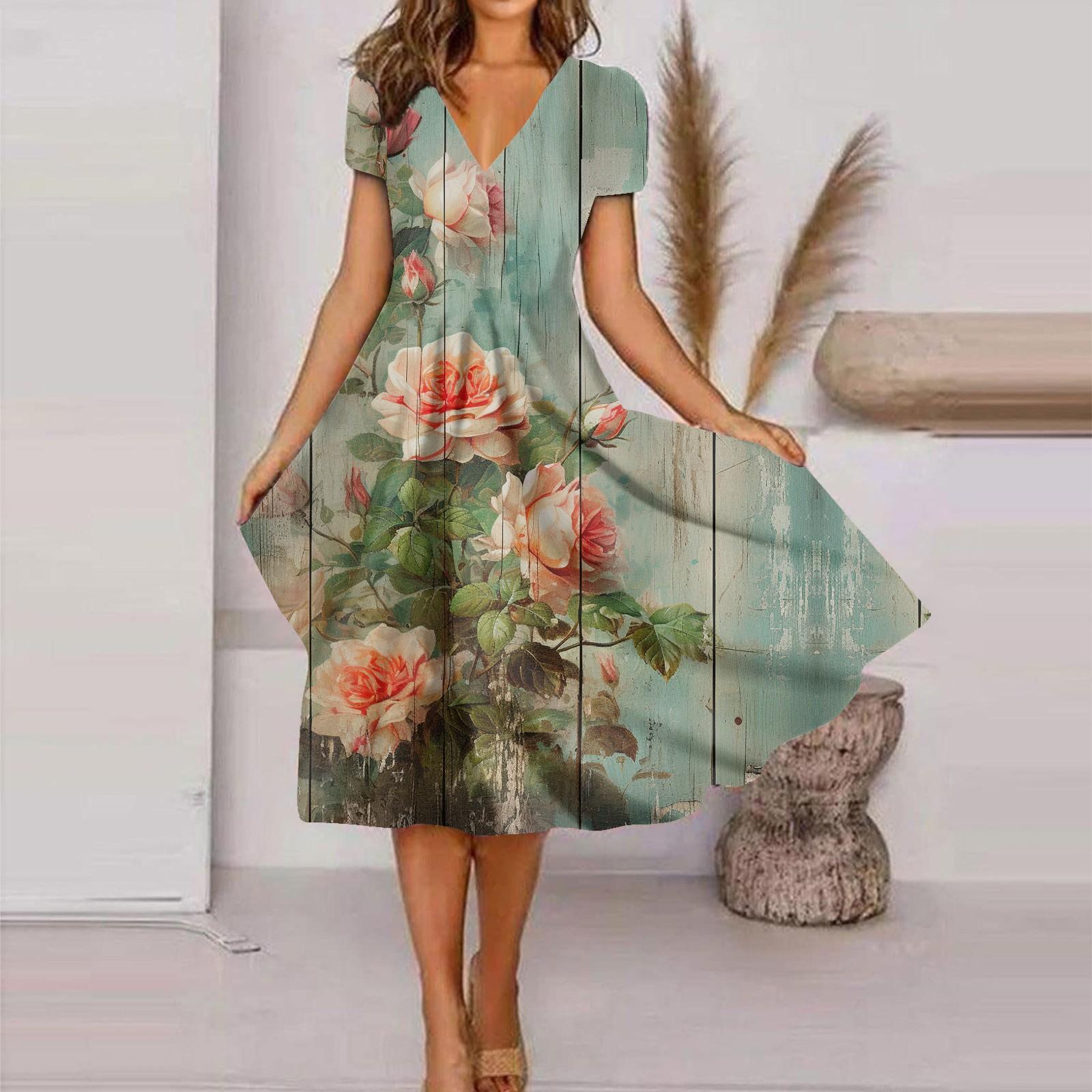 Летние повседневные платья для женщин, свободный сарафан с коротким рукавом, платье-футболка с цветочным принтом XXL
Летние повседневные платья для женщин, свободный сарафан с коротким рукавом, платье-футболка с цветочным принтом XXL