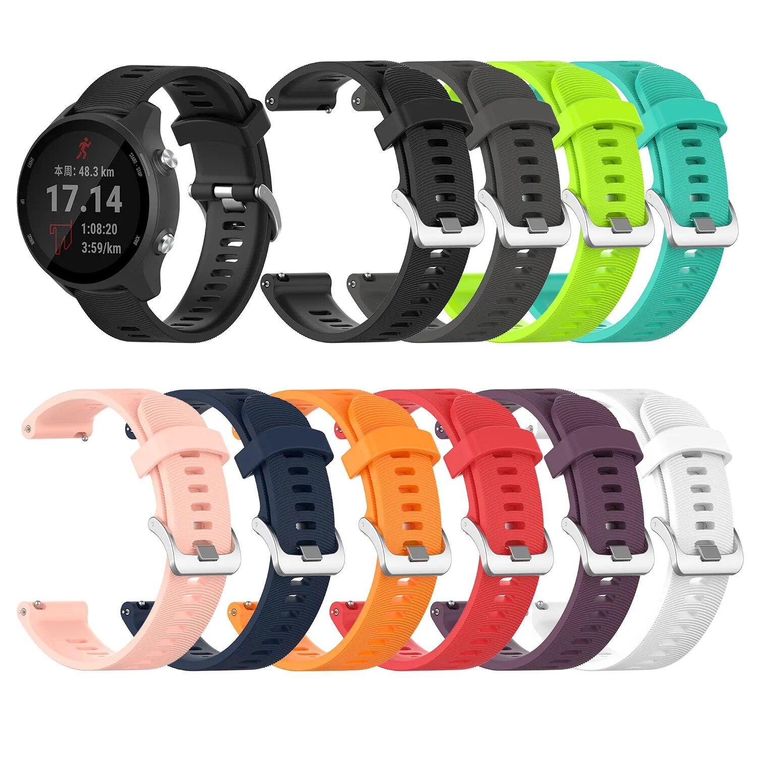 Ремешок для Garmin 245, официальная кнопка, силиконовый ремешок для часов, спортивный ремешок для браслета Forerunner 245M/645/Vivoactive 3/Venu/Venu SQ
Ремешок для Garmin 245, официальная кнопка, силиконовый ремешок для часов, спортивный ремешок для браслета Forerunner 245M/645/Vivoactive 3/Venu/Venu SQ