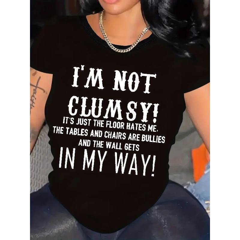 Women s Plus Size I m Not Clumsy Graphic Print Tee Crew Neck Short Sleeve Casual Top S чёрный
Women s Plus Size I m Not Clumsy Graphic Print Tee Crew Neck Short Sleeve Casual Top S чёрный