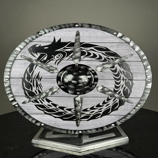 45,72 см Щит викинга Dragon Shield, аутентичный для косплея, боевой, деревянный, скандинавская мифология, Вальхалла, средневековый щит воина, подарок
45,72 см Щит викинга Dragon Shield, аутентичный для косплея, боевой, деревянный, скандинавская мифология, Вальхалла, средневековый щит воина, подарок